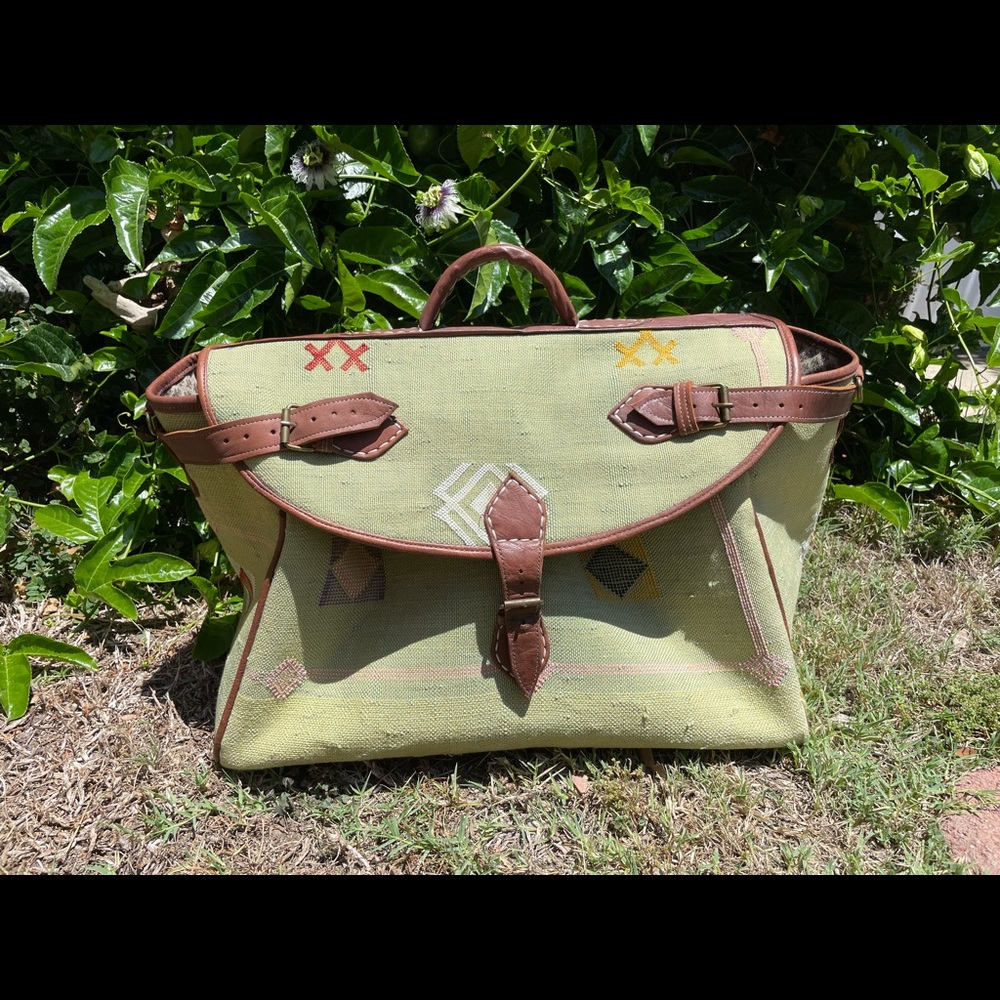 Vintage Embroidered Canvas Weekender Bag ~
